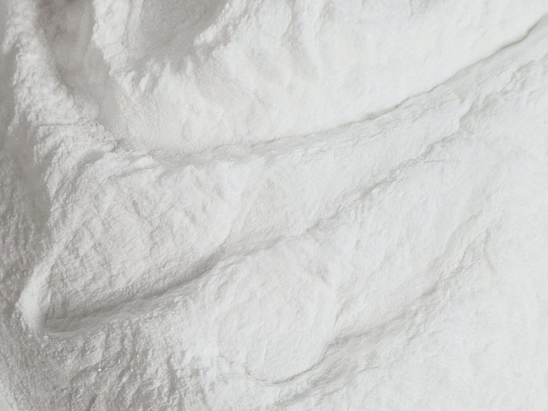 Baking soda broken down into a fine, loose powder after sifting