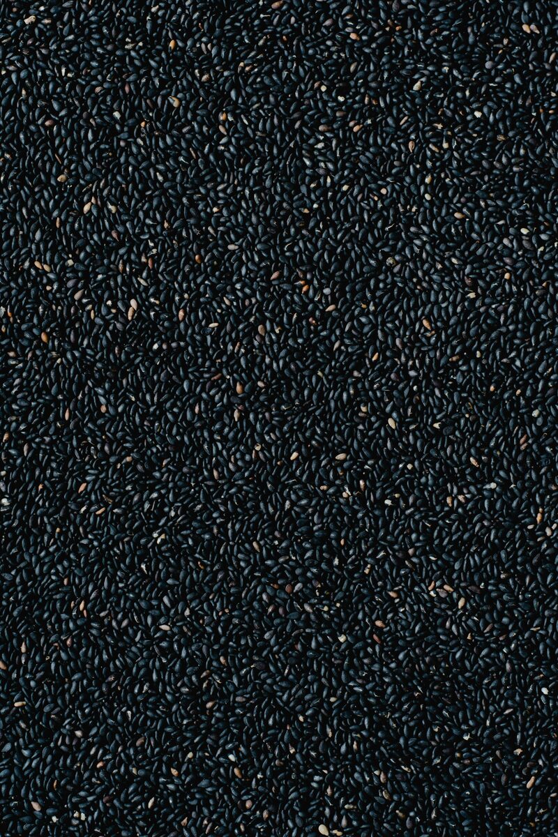 A full frame of dark sesame seeds