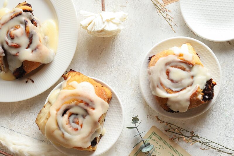 Frosted gluten-free cinnamon rolls from the bakery