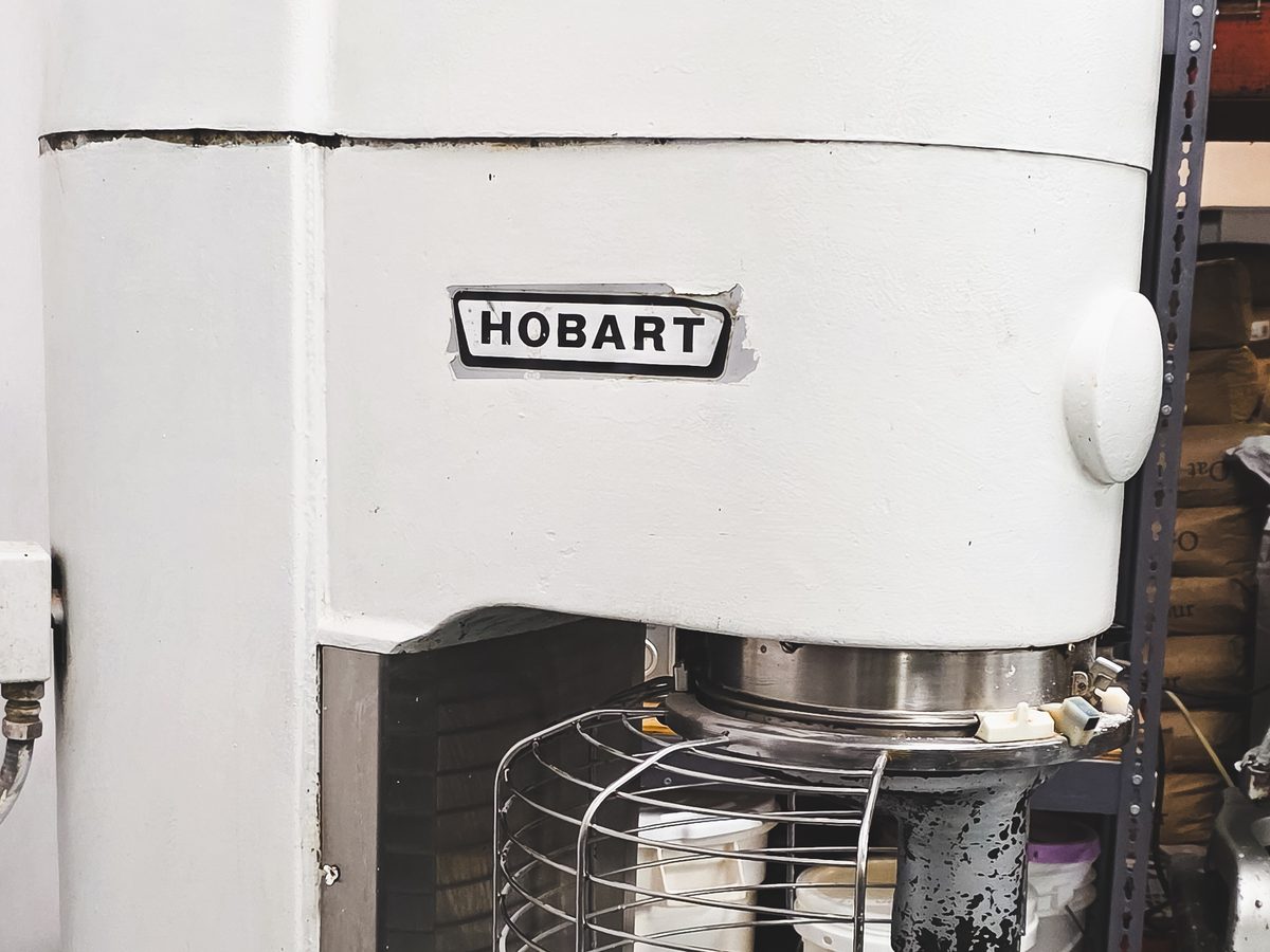 A commercial Hobart stand mixer