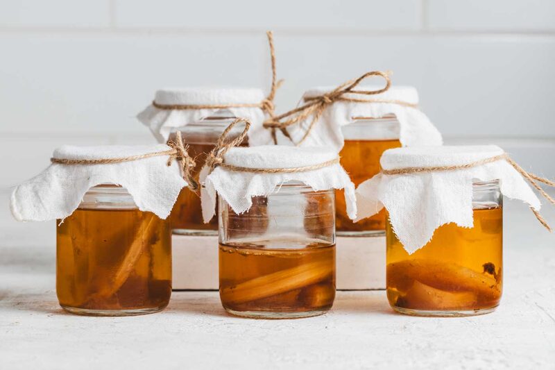 Live kombucha scoby in a jar