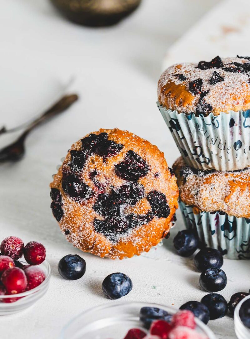 Sugar-dusted blueberry muffins from Sensible Edibles